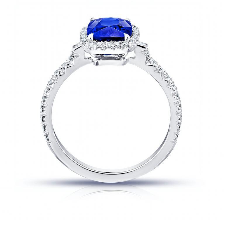 2.63 Carat Cushion Blue Sapphire And Diamond Ring - David Gross Group