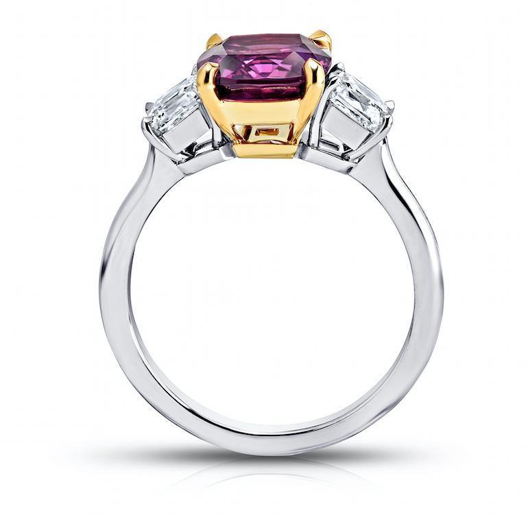 3.29 Carat Cushion Pink Sapphire And Diamond Ring - David Gross Group