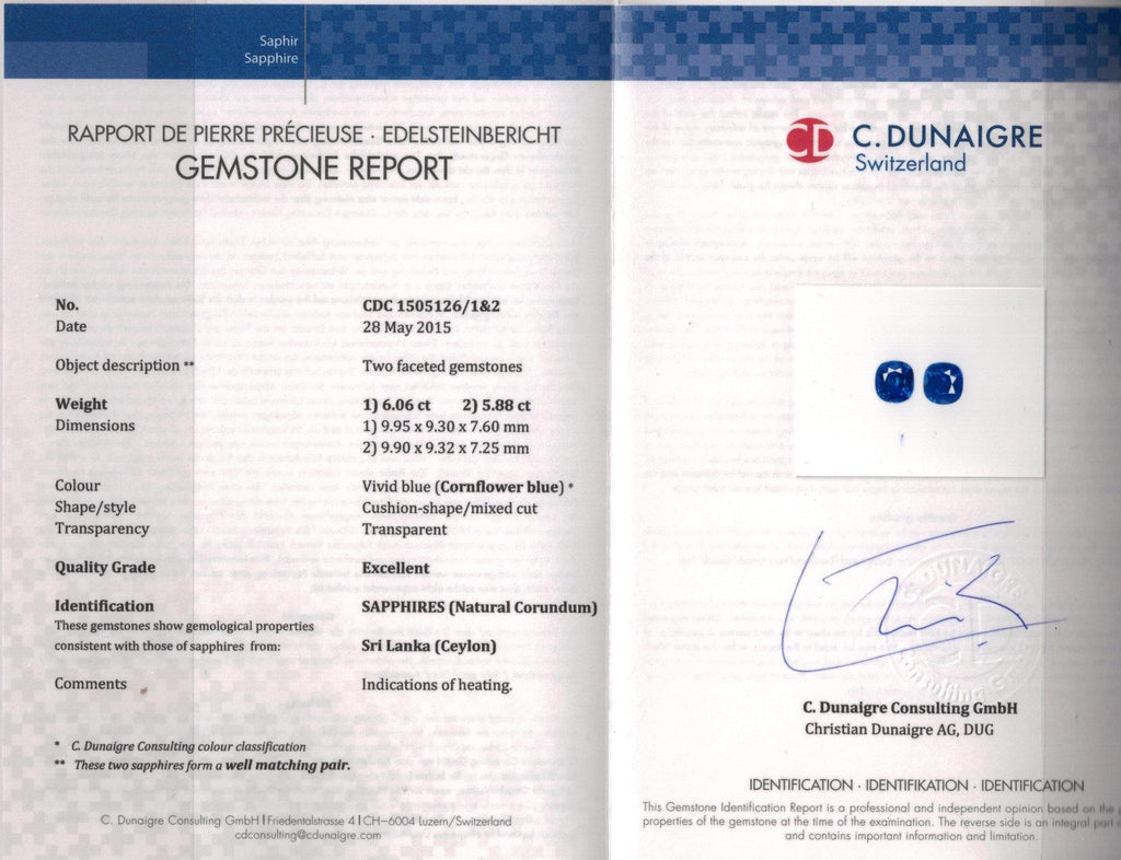 Blue Cushion Sapphire and Diamond Drop Earrings - David Gross Group