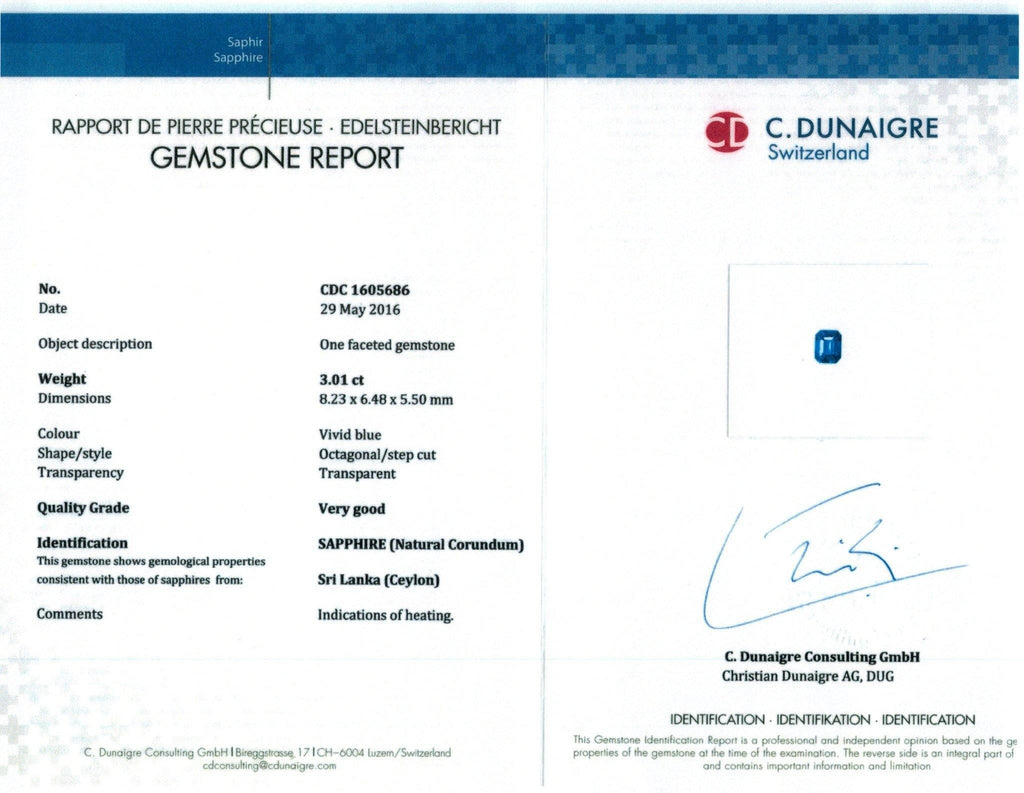 3.01 Carat Blue Sapphire Ring - David Gross Group