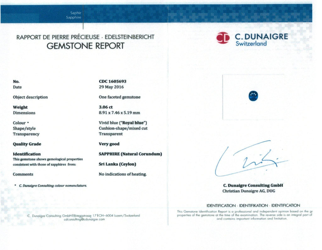 3.06 Carat Blue Sapphire and Diamond Ring - David Gross Group