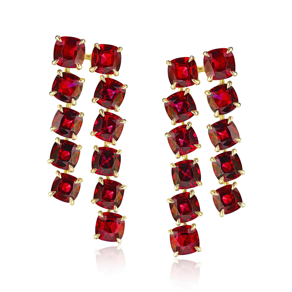 10.16 carat Cushion Ruby Drop Earrings