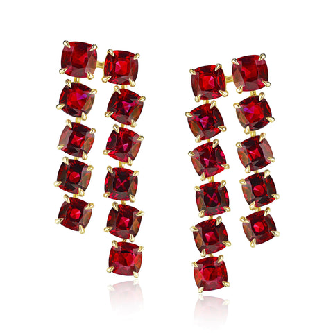 3.13 Carat Green and Pink Round Sapphire and Diamond Earrings