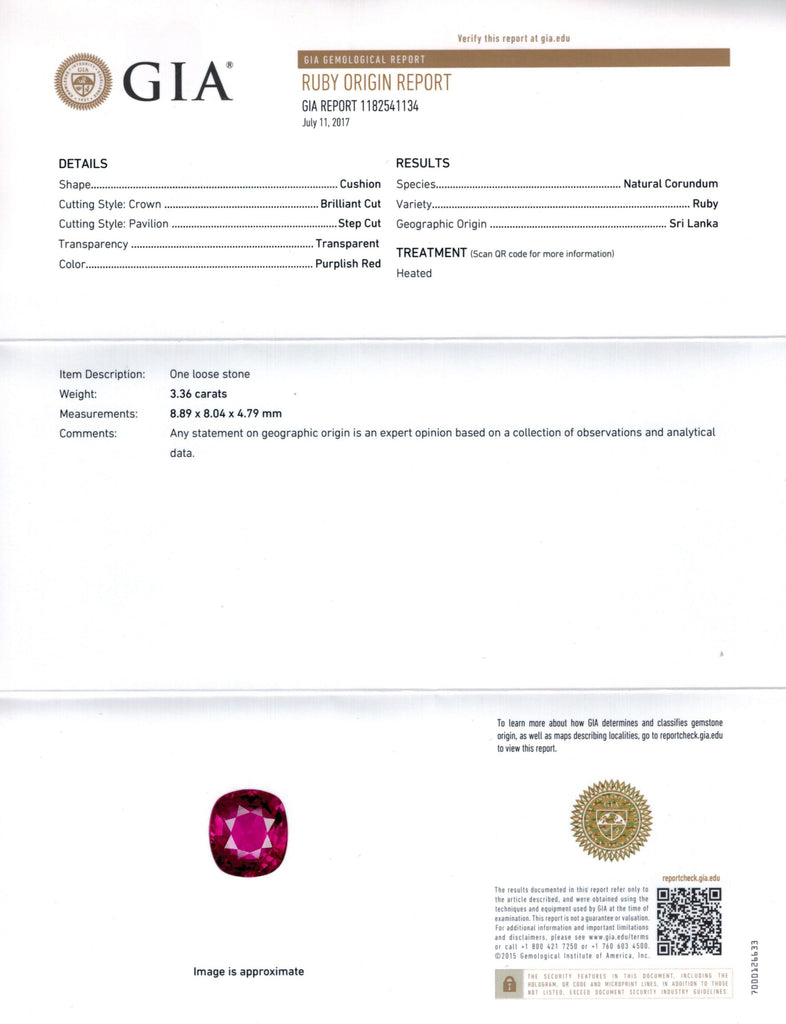 3.36 Carat Cushion Red Ruby and Diamond Ring - David Gross Group