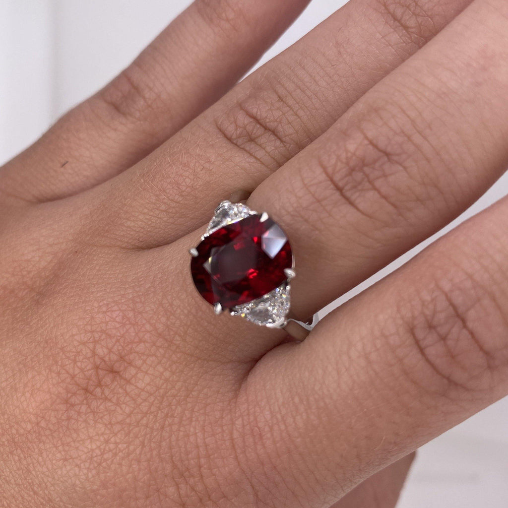 5.10 Carat Oval Red Ruby and diamond Ring - David Gross Group