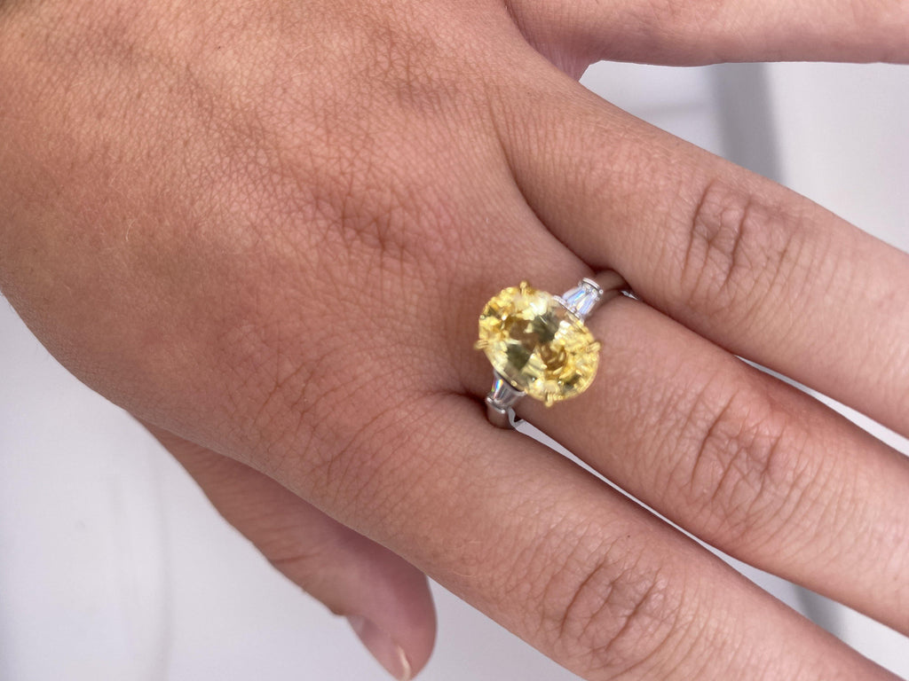 4.95 Carat Oval Yellow Sapphire Ring - David Gross Group