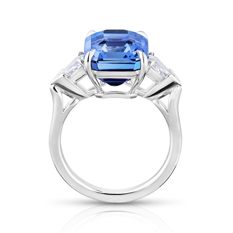9.19 Carat Emerald Blue Sapphire and Diamond Ring - David Gross Group