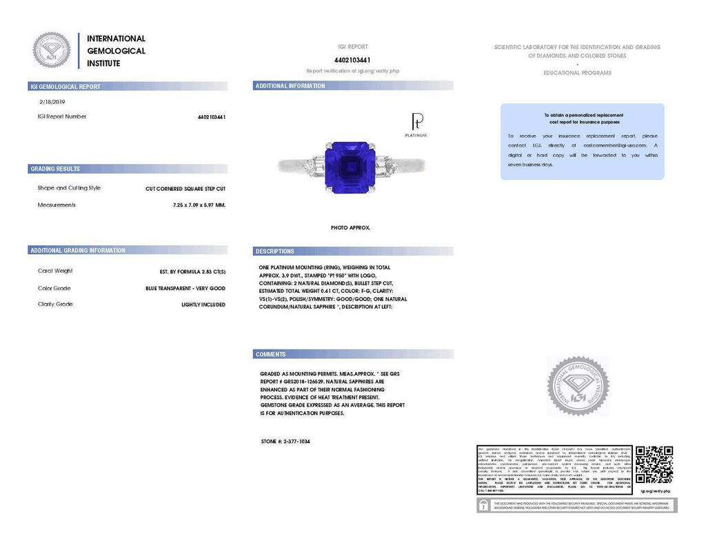 2.83 Carat Emerald Cut Blue Sapphire and Diamond ring - David Gross Group