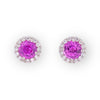 1.98 carat Round Pink Sapphire and Diamond Platinum Halo Pushback Earrings