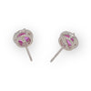 1.98 carat Round Pink Sapphire and Diamond Platinum Halo Pushback Earrings