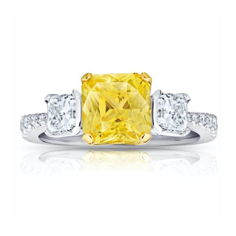 10.08 Carat Emerald Cut Blue Sapphire and Diamond Platinum Ring