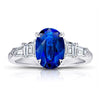 2.78 Carat Oval Blue Sapphire and Diamond Platinum Ring