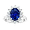 4.61 Carat Oval Blue Sapphire and Diamond Platinum Ring