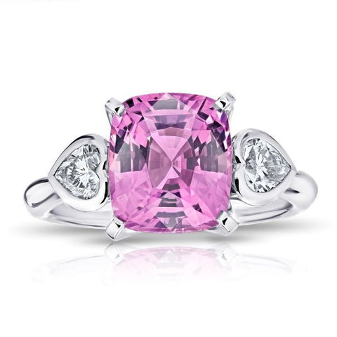 2.70 Carat Radiant Pink Sapphire and Diamond Platinum Ring