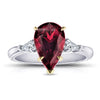 3.73 Carat Pear Red Spinel and Diamond Platinum Ring