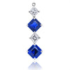 11.91 carat Asscher Blue Sapphire (H) and Diamond Platinum Earrings