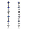 11.91 carat Asscher Blue Sapphire (H) and Diamond Platinum Earrings