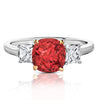 2.01 carat Cushion No Heat Pink Orange Padparadscha and Platinum Diamond Ring