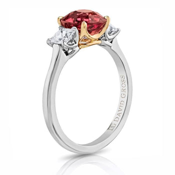 2.01 carat Cushion No Heat Pink Orange Padparadscha and Platinum Diamond Ring