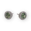 2.35 carat Round Green Sapphire and Diamond Platinum Halo Pushback Earrings