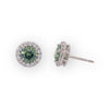 2.35 carat Round Green Sapphire and Diamond Platinum Halo Pushback Earrings