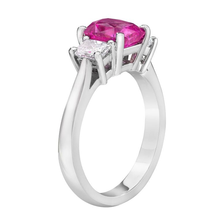 2.70 Carat Radiant Pink Sapphire and Diamond Platinum Ring