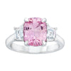 4.03 Carat Oval Pink Sapphire and Diamond Platinum Ring