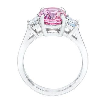 4.03 Carat Oval Pink Sapphire and Diamond Platinum Ring