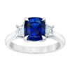 2.37 Carat Cushion Blue Sapphire and Diamond Platinum Ring