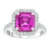 3.70 Carat Emerald Cut Pink Sapphire and Diamond Platinum Ring