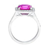 3.70 Carat Emerald Cut Pink Sapphire and Diamond Platinum Ring