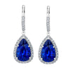 11.45 Carat Pear Blue Sapphire and Diamond Platinum Earrings