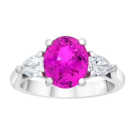 2.14 Carat Oval Red Ruby and Diamond Ring