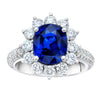 4.03 Carat Cushion Blue Sapphire and Diamond Platinum Ring