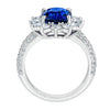 4.03 Carat Cushion Blue Sapphire and Diamond Platinum Ring