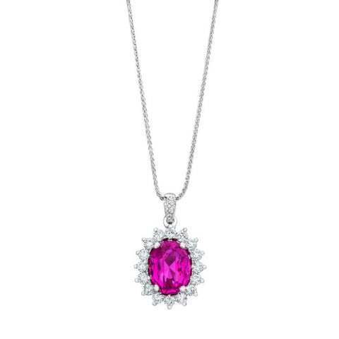 3.36 Carat Heart Pink Sapphire and Diamond Platinum Pendant