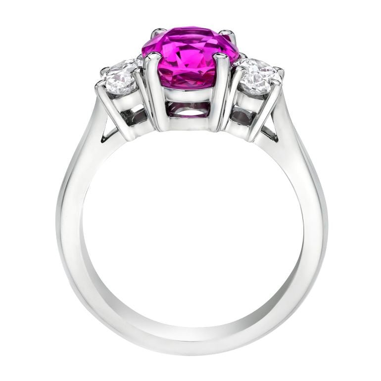 2.48 Carat Cushion Pink Sapphire and Diamond Platinum Ring