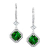 4.88 Carat Asscher Green Sapphire and Diamond Platinum Earrings