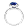 2.72 Carat Cushion Blue Sapphire and Diamond Platinum Ring