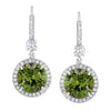 9.29 Carat Round Green Sapphire and Diamond Platinum Earrings