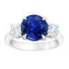 4.61 Carat Round Blue Sapphire and Diamond Platinum Ring