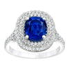 3.03 Carat Cushion Blue Sapphire  and Diamond Platinum Ring