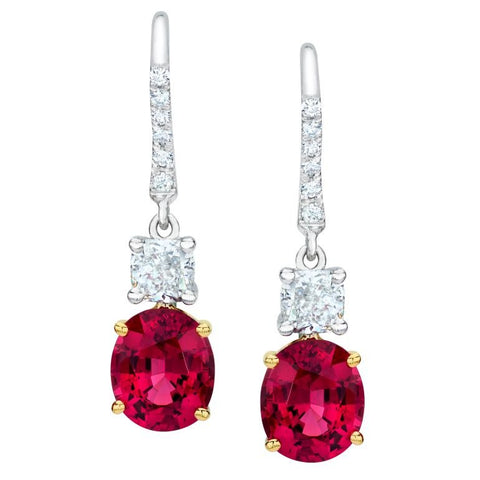 2.76 Carat Pink Sapphire and Diamond Halo Drop Earrings