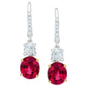 6.08 Carat Cushion Red Spinel and Diamond Platinum Earrings