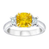 2.05 Carat Cushion Yellow Sapphire and and Diamond Platinum Ring