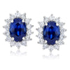 5.35 Carat Oval Blue Sapphire and Diamond Platinum Earrings