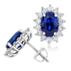 5.35 Carat Oval Blue Sapphire and Diamond Platinum Earrings