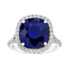 7.10 Carat Cushion Blue Sapphire and Diamond Platinum Ring