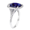 7.10 Carat Cushion Blue Sapphire and Diamond Platinum Ring