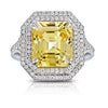 9.04 Carat Octagonal Yellow Sapphire and and Diamond Platinum Ring